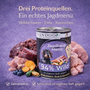 NANDOO Jagdhaus Menü – Wildschwein, Ente, Kaninchen& Grünlippmuschel 400g