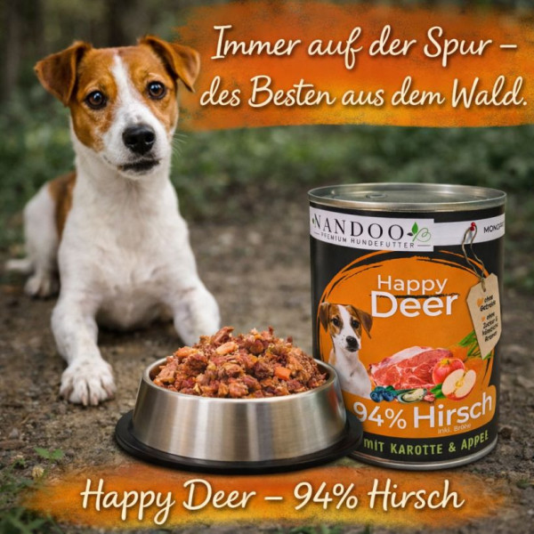 NANDOO Happy Deer - Hirsch mit Karotte, Apfel & Grünlippmuschel 800g