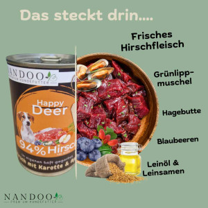 NANDOO Happy Deer - Hirsch mit Karotte, Apfel &...