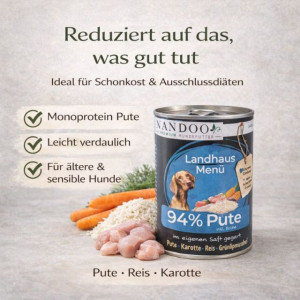NANDOO Landhaus Menü – Pute mit Reis, Karotte & Grünlippmuschel 800g