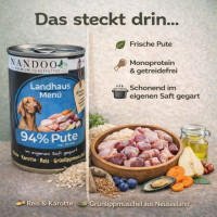 NANDOO Landhaus Menü – Pute mit Reis, Karotte & Grünlippmuschel 800g